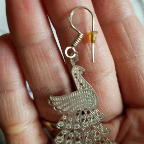 Unique Peacock Earrings in SS - Picture 3 of 3